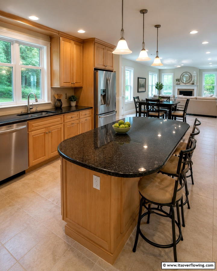 Black Granite with Curved Edges - 30 Sleek Black Granite Countertop Kitchen Designs for Luxury