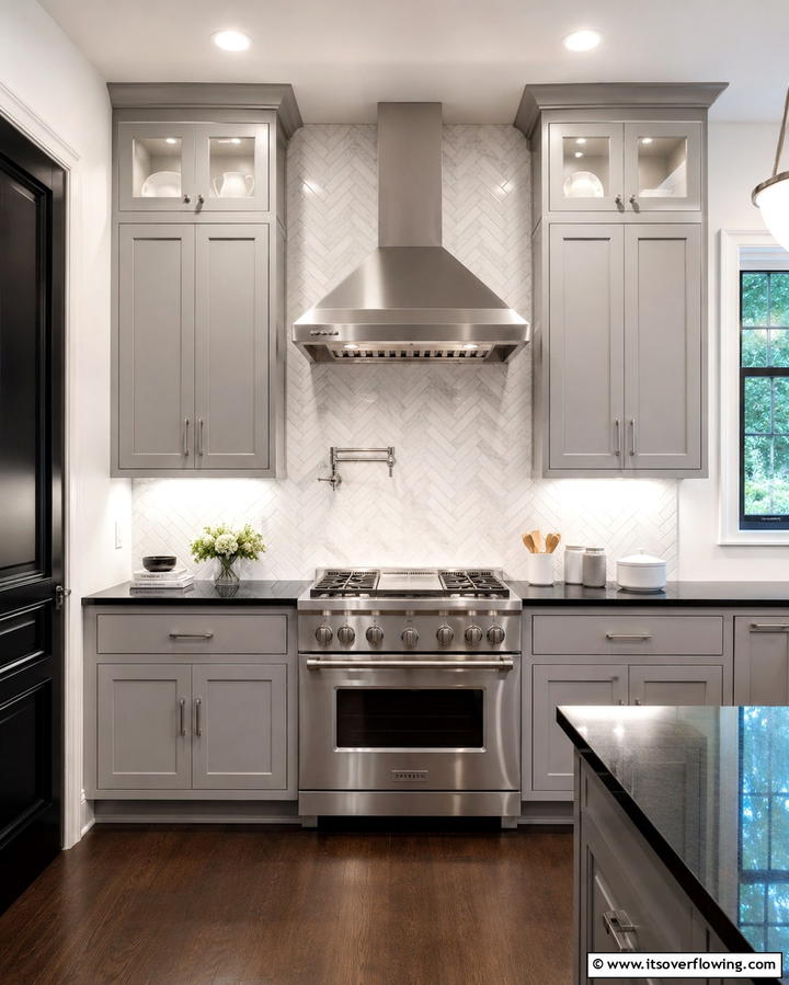 Black Granite with Subway Tile Accents - 30 Sleek Black Granite Countertop Kitchen Designs for Luxury