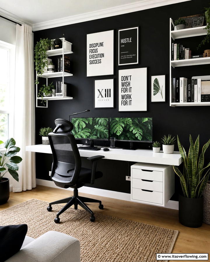 Black Home Office Wall Inspiration - 25 Black Accent Wall Ideas for a Dramatic Statement