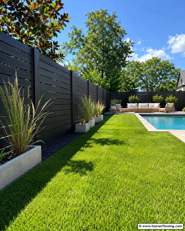 Black Horizontal Slat Fence - 25 Black Fence Ideas for Modern Outdoor Spaces