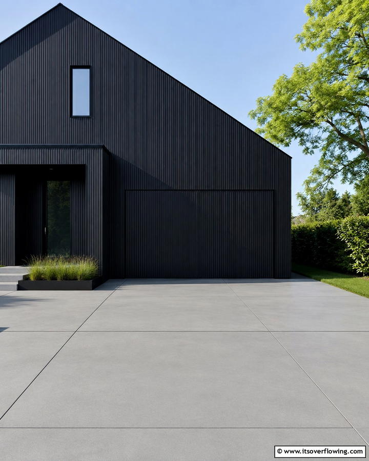 Black House with Hidden Garage - 25 Modern Black Houses for a Bold Statement