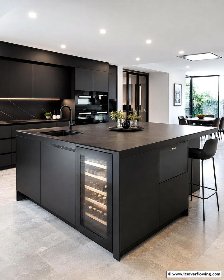 Black Island with Integrated AppliancesExact - 25 Sleek Black Kitchen Island Ideas for a Modern Kitchen
