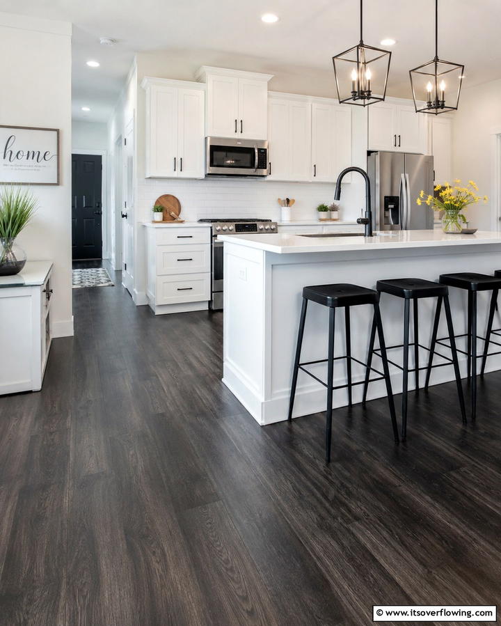 Black Laminate Floors for Budget Friendly Versatility - 25 Black Kitchen Floor Ideas for a Sleek and Stylish Space