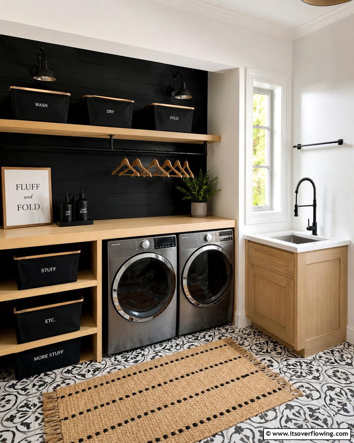 Black Laundry Room Accessories - 30 Stylish Black Laundry Room Ideas for a Modern Utility Space