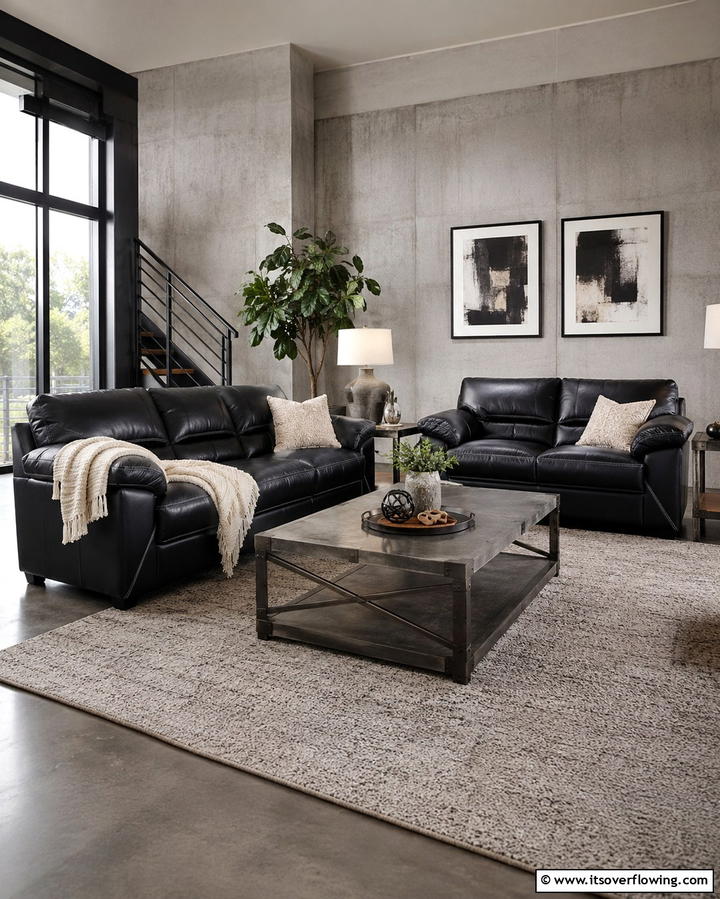 Black Leather Sofas - 30 Bold Black Living Room Designs for Dramatic Modern Spaces