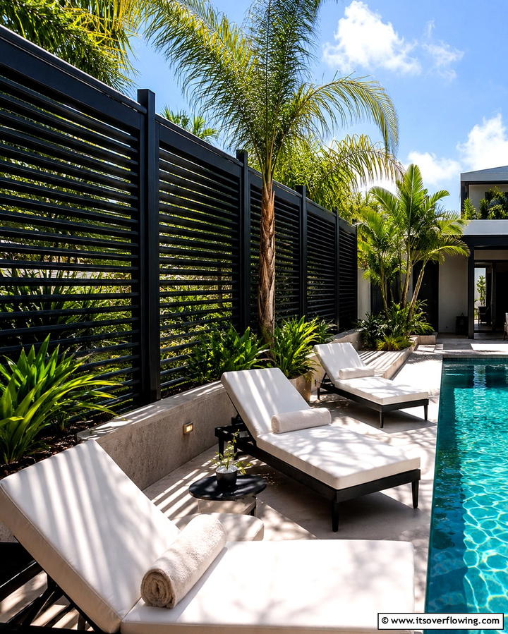 Black Louvered Fence - 25 Black Fence Ideas for Modern Outdoor Spaces