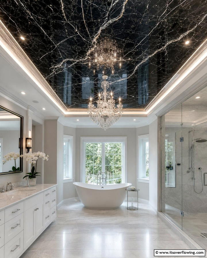 Black Marble Ceilings - 20 Black Marble Bathrooms- Luxurious Design Ideas
