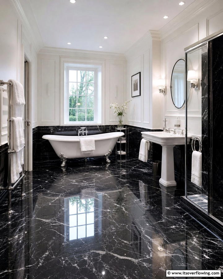 Black Marble Flooring - 20 Black Marble Bathrooms- Luxurious Design Ideas