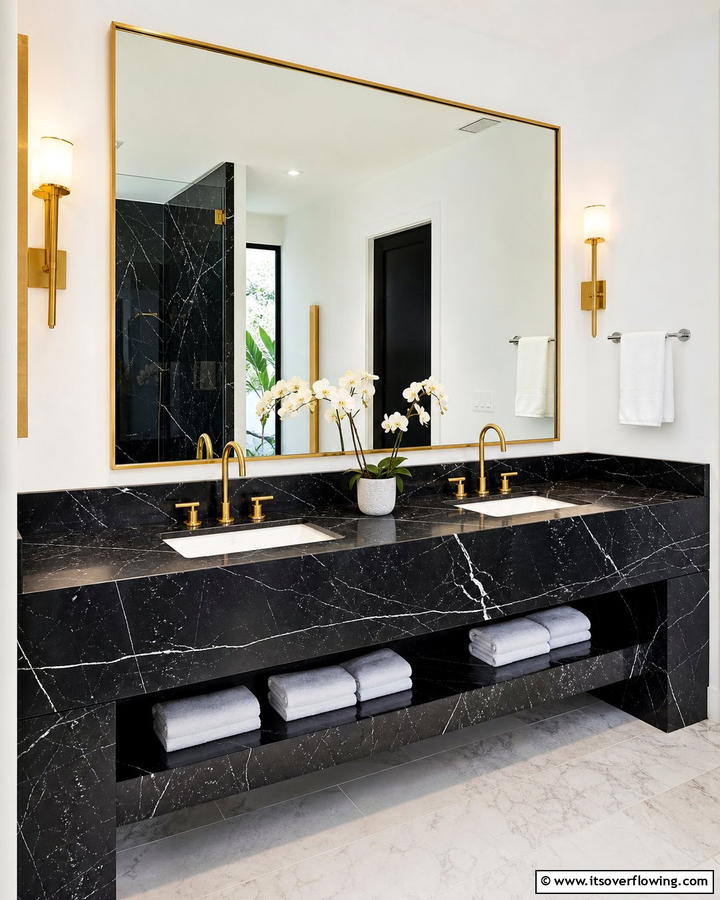 Black Marble Vanity Elegance - 20 Black Marble Bathrooms- Luxurious Design Ideas