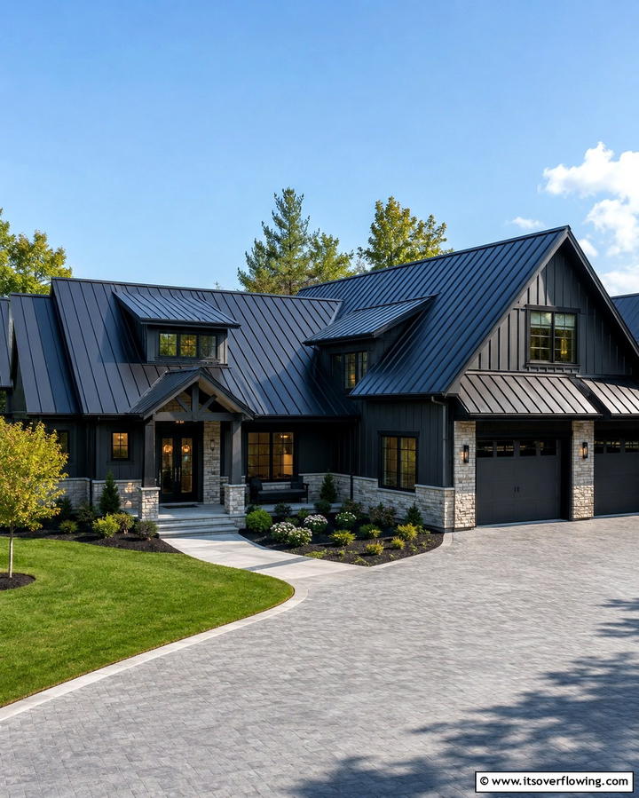 Black Metal Roofing - 25 Modern Black Houses for a Bold Statement