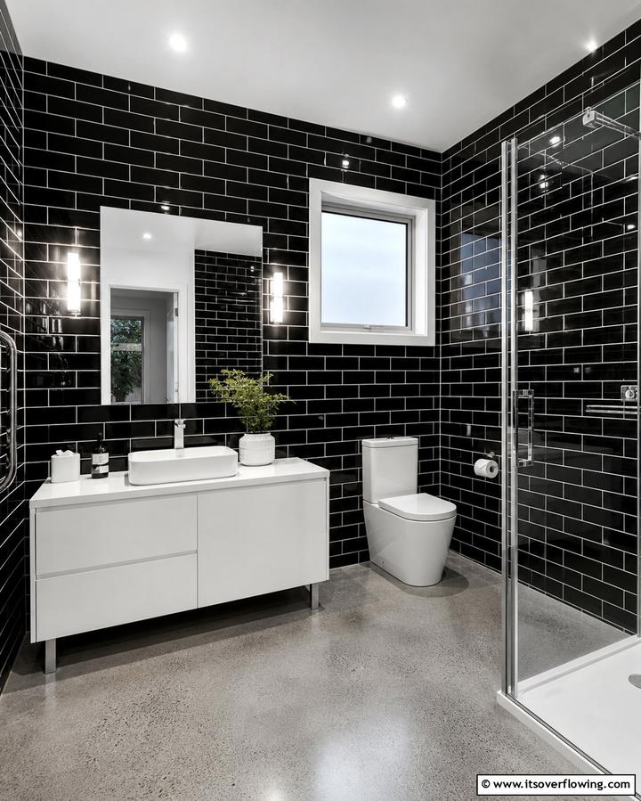 Black Metro Tiles for a Timeless Look - 25 Stylish Black Tile Bathroom Ideas