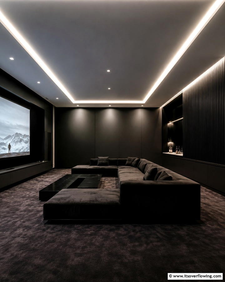 Black Minimalist Design - 30 Black Basement Design Ideas for a Modern & Cozy Space