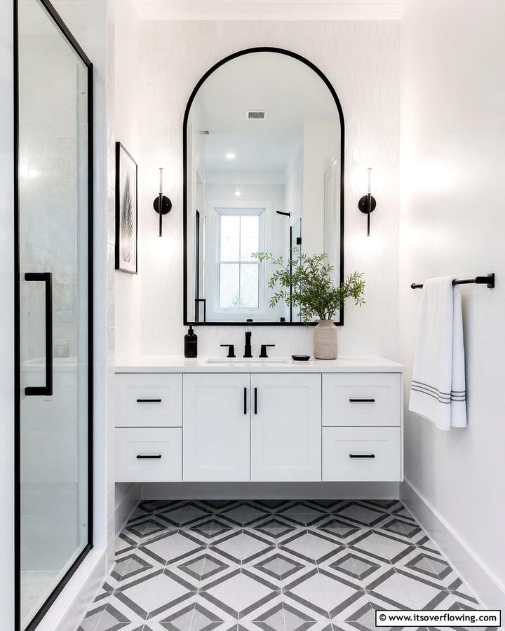 Black Mirror Frames for a Bold Accent - 20 Bathroom With Black Fixtures Design Ideas