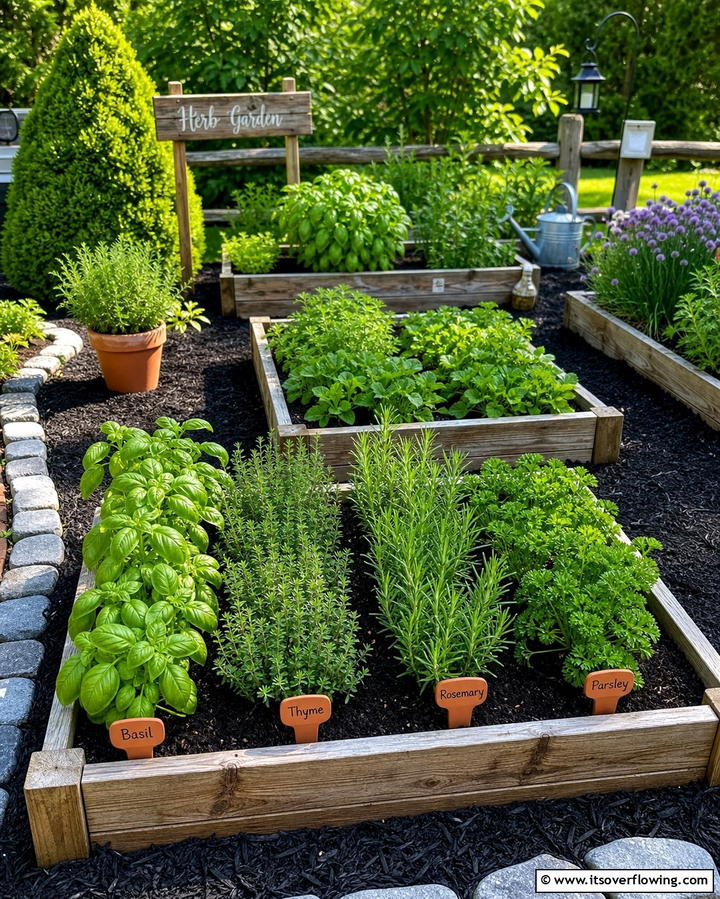 Black Mulch and Herb Gardens - 25 Black Mulch Landscaping Ideas for a Sleek Garden