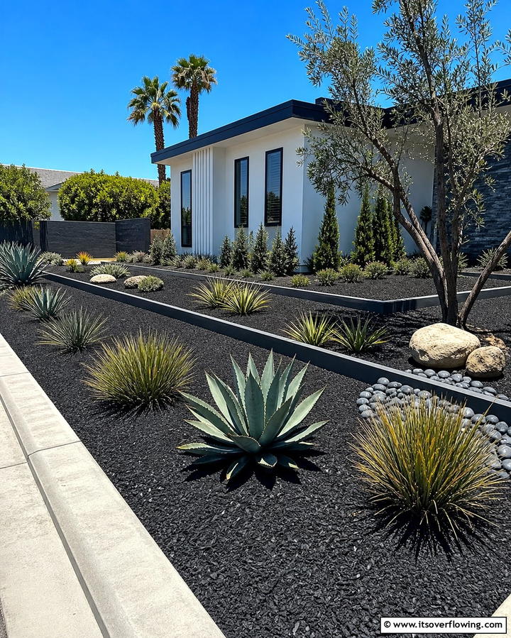 Black Mulch for Minimalist Landscaping - 25 Black Mulch Landscaping Ideas for a Sleek Garden