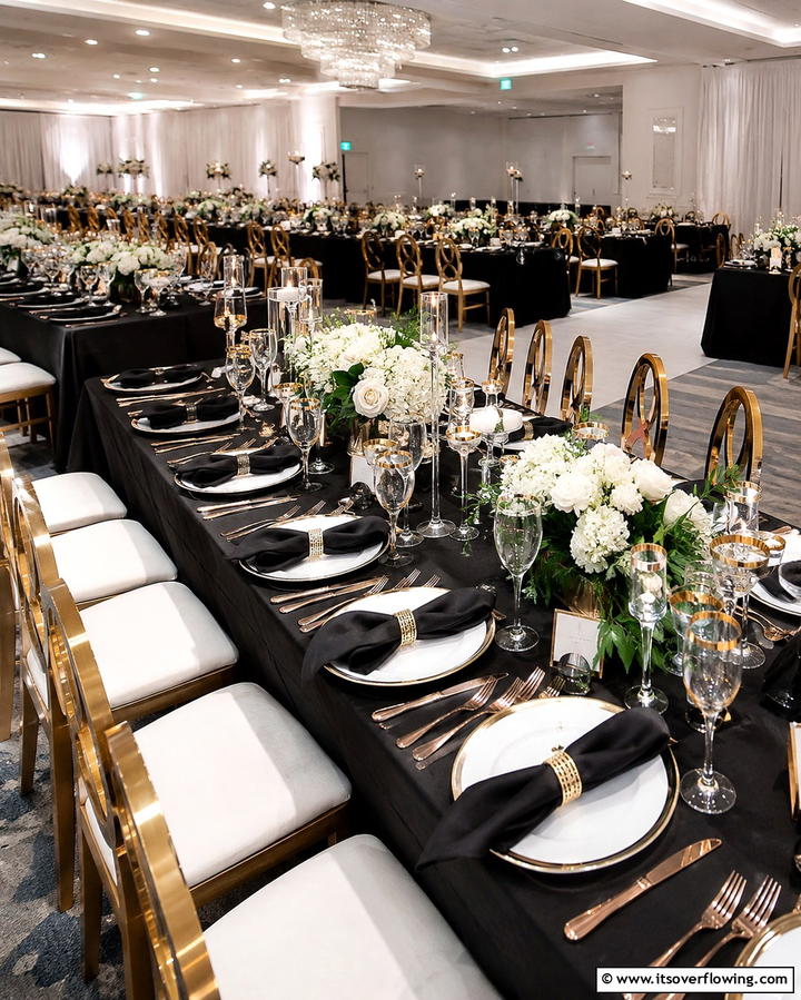 Black Napkins with Metallic Rings - 30 Black-Themed Wedding Decor Ideas for Bold Celebrations