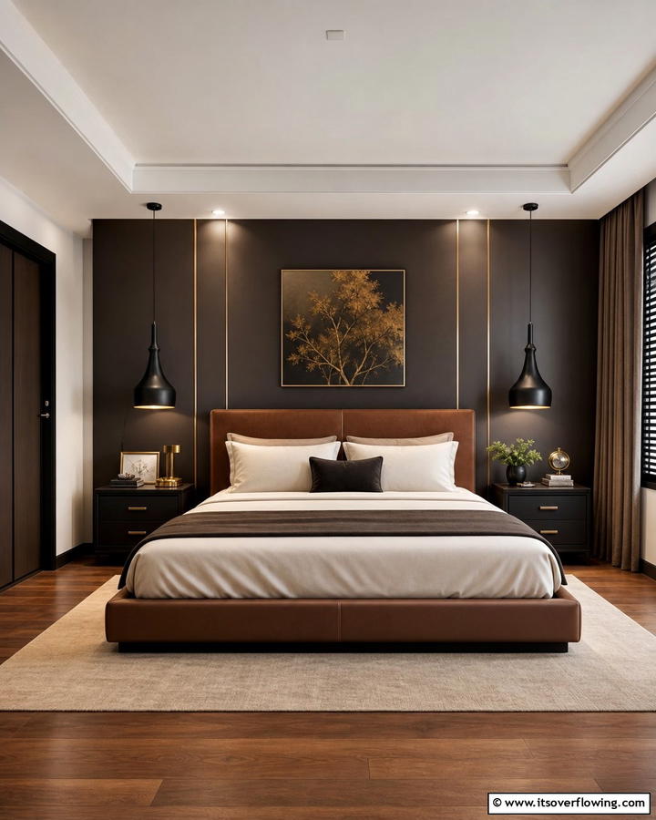 Black Pendant Lighting Fixtures - 20 Black and Brown Bedroom Ideas for a Cozy Retreat