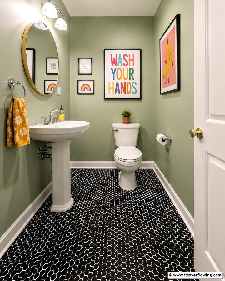 Black Penny Tiles for a Playful Aesthetic - 25 Black Floor Bathroom Ideas for a Bold Look