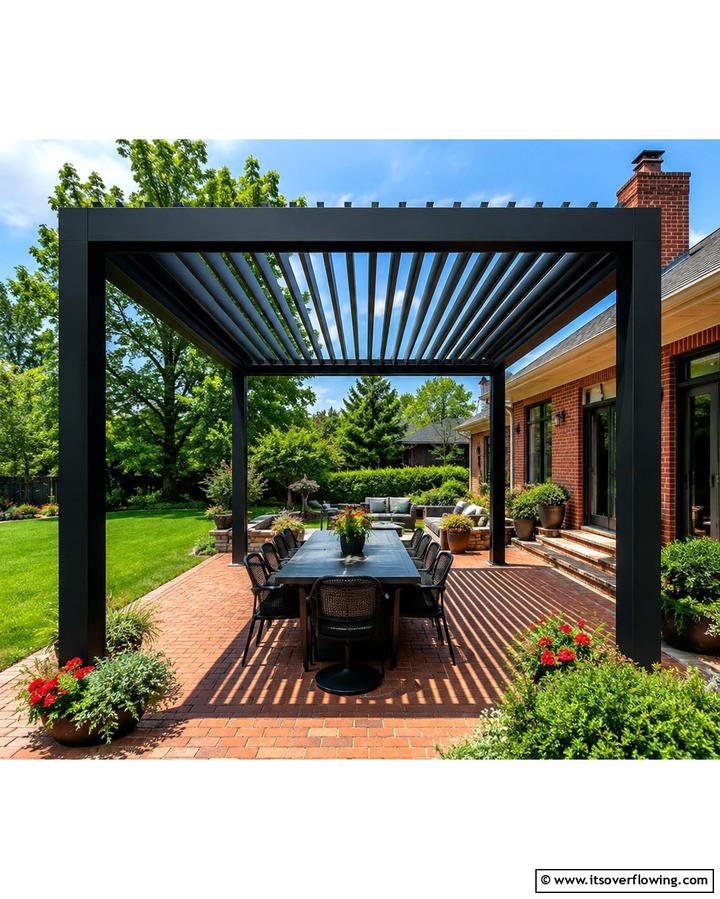 Black Pergolas for Outdoor Spaces - 25 Red Brick House with Black Trim Design Ideas