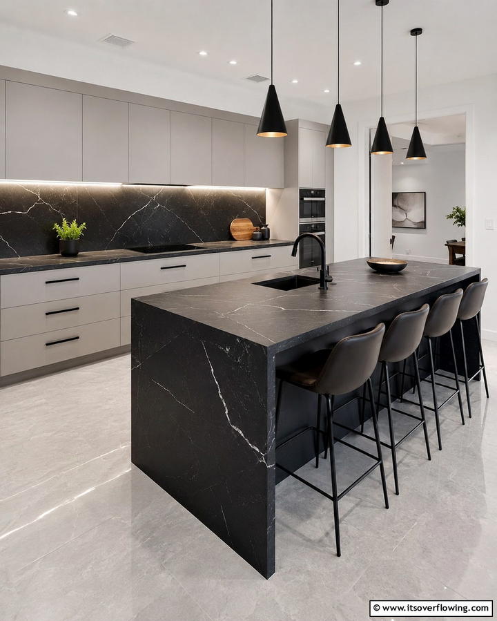 Black Porcelain Countertops - 25 Black Kitchen Countertops for a Bold Statement