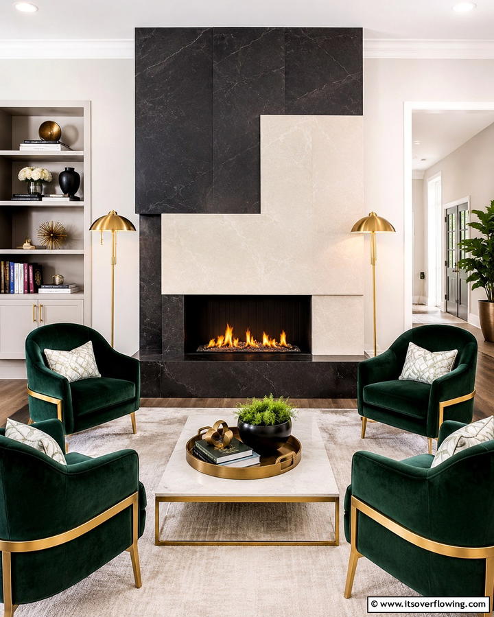Black Quartz for Dramatic Contrast - 25 Quartz Fireplace Surround Ideas for a Sleek Look