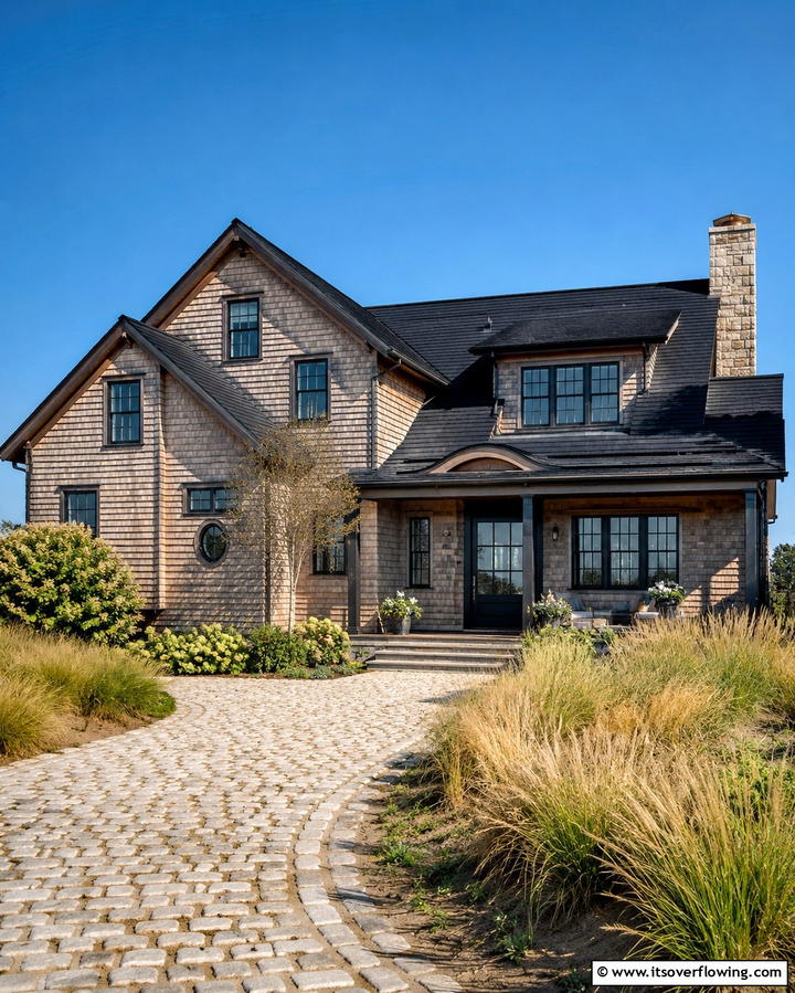 Black Roof with Cedar Shingles - 30 Black Roof Exterior Home Design Ideas for Bold Contrast