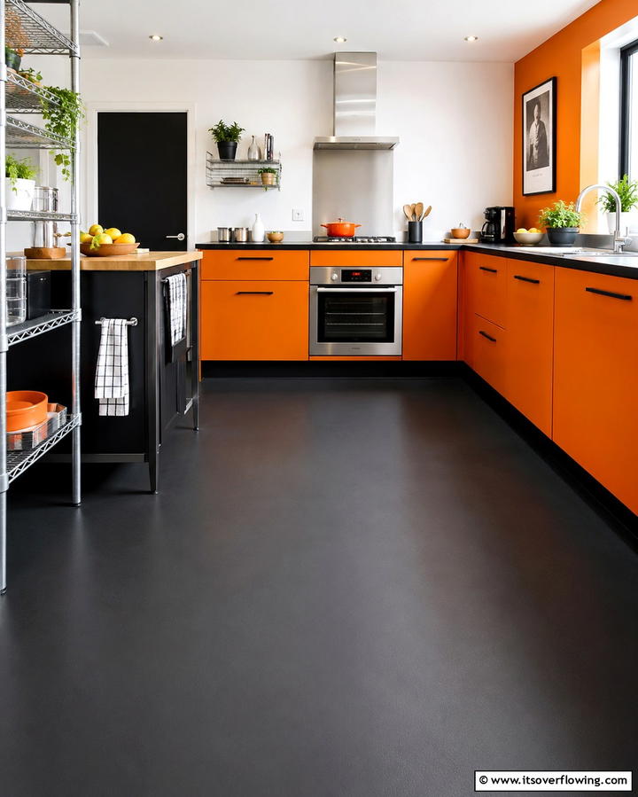 Black Rubber Flooring for a Modern Touch - 25 Black Kitchen Floor Ideas for a Sleek and Stylish Space