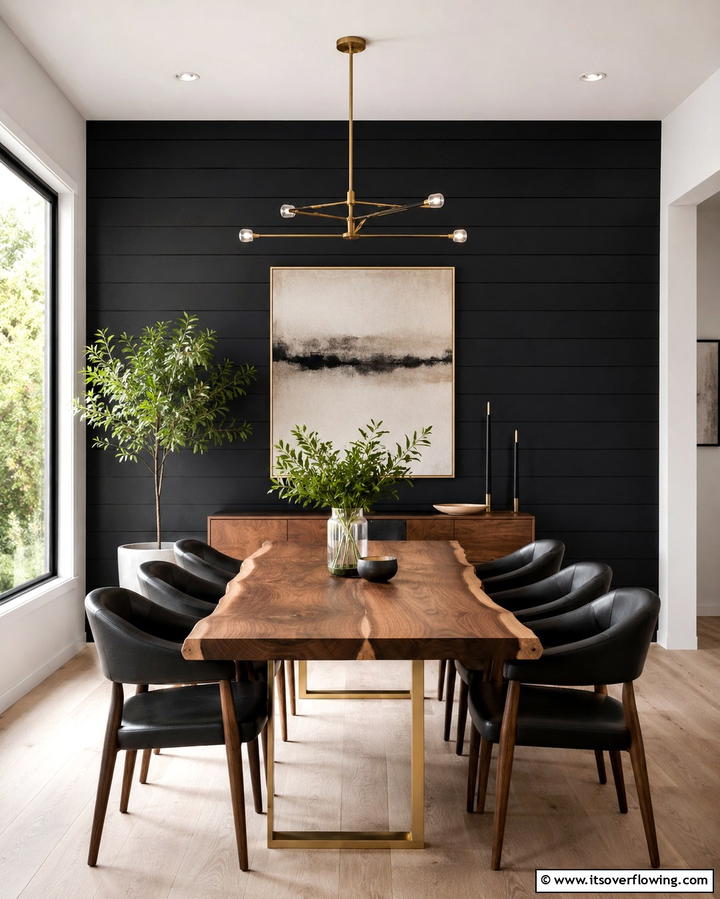 Black Shiplap Statement Wall - 25 Shiplap Dining Room Wall Ideas for Rustic Charm