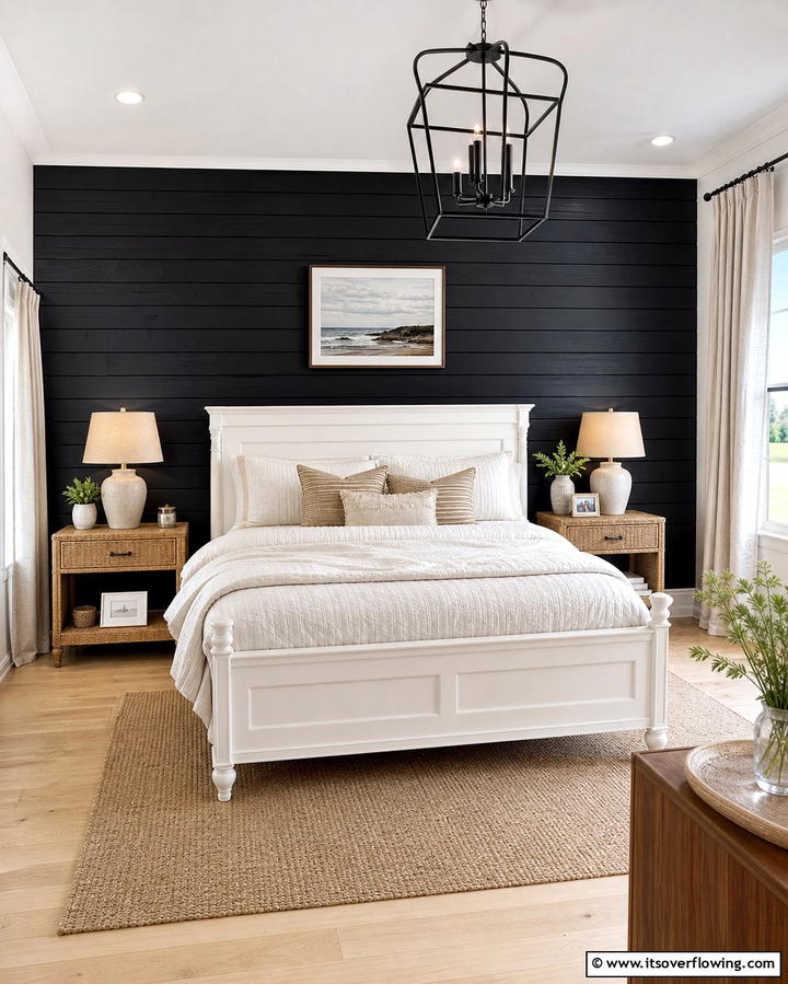 Black Shiplap Walls - 25 Black Accent Wall Bedroom Ideas for Drama