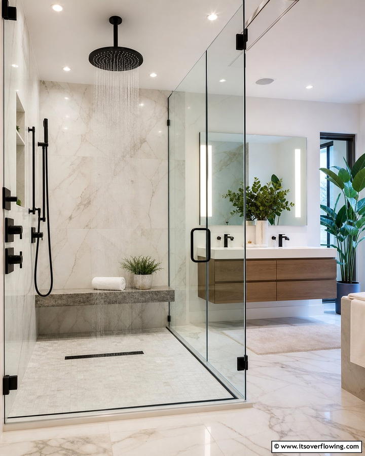 Black Showerheads for Luxurious Functionality - 20 Bathroom With Black Fixtures Design Ideas