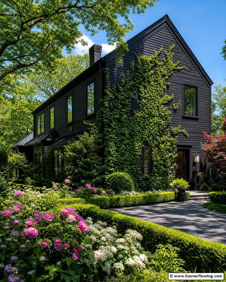 Black Siding with Greenery and LandscapingExact - 25 Black Siding House Ideas for a Bold and Modern Look