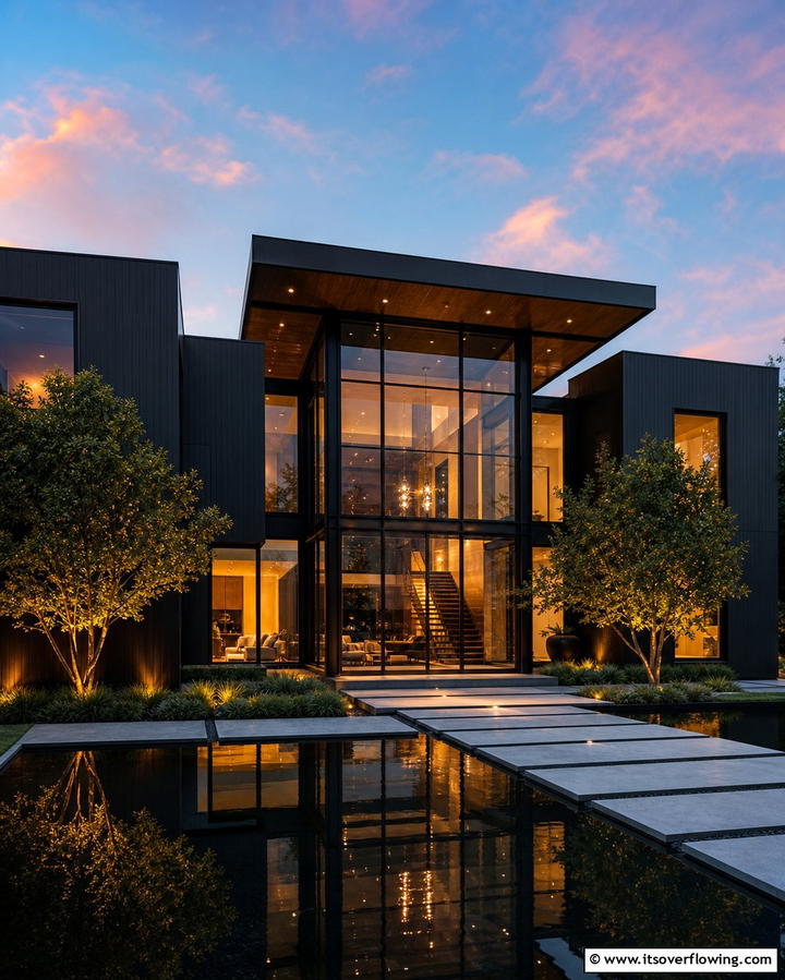 Black Siding with Large Glass WindowsOne - 25 Black Siding House Ideas for a Bold and Modern Look