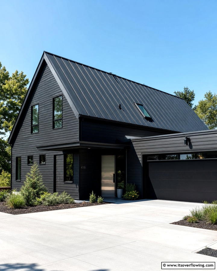 Black Siding with Metal Roofing - 25 Black Siding House Ideas for a Bold and Modern Look