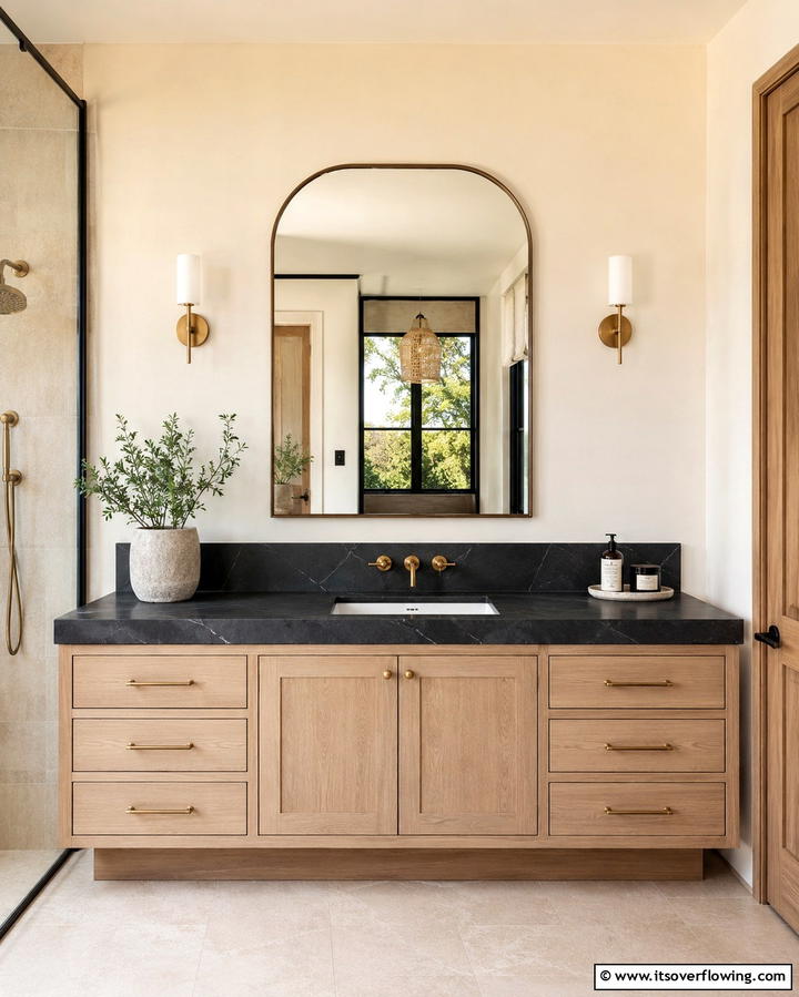 Black Soapstone Countertops for a Soft Matte Finish - 30 Bathrooms with Black Countertops for Modern Elegance