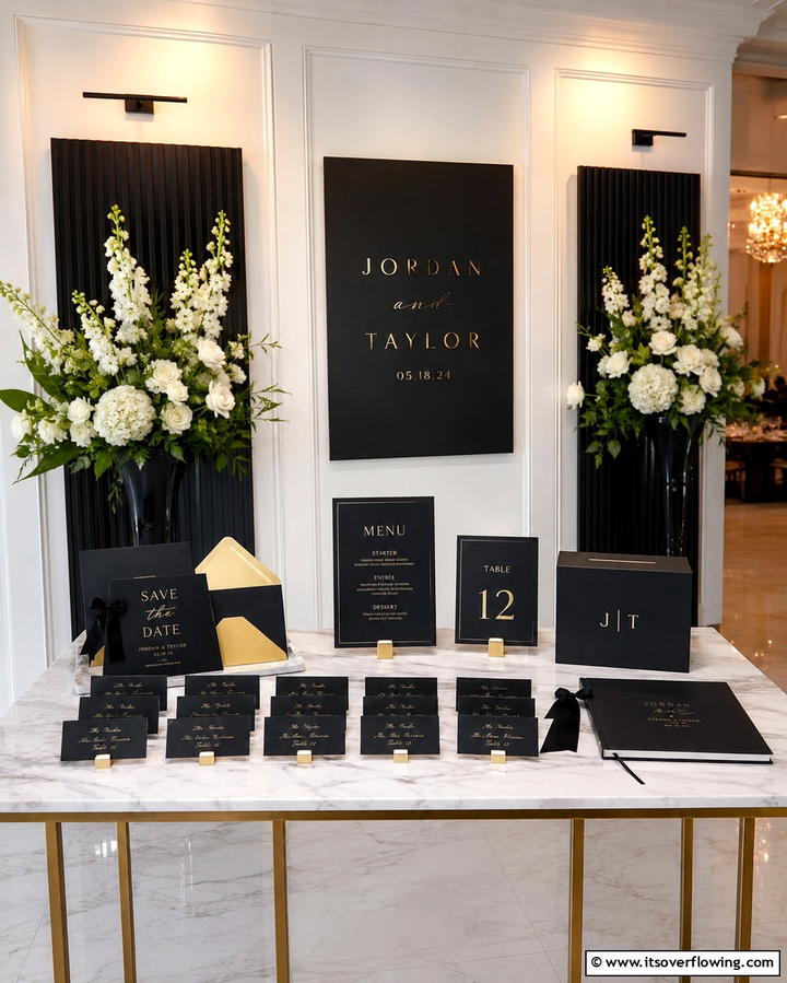 Black Stationery Suite - 30 Black-Themed Wedding Decor Ideas for Bold Celebrations