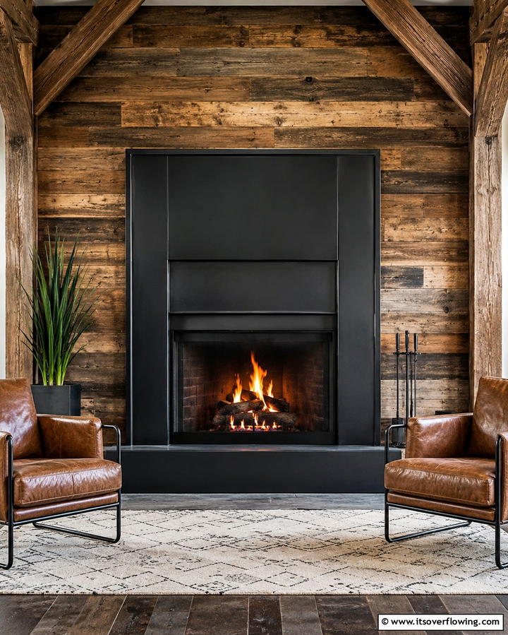Black Steel Surround - 25 Rustic Fireplaces to Warm Up Your Living Space