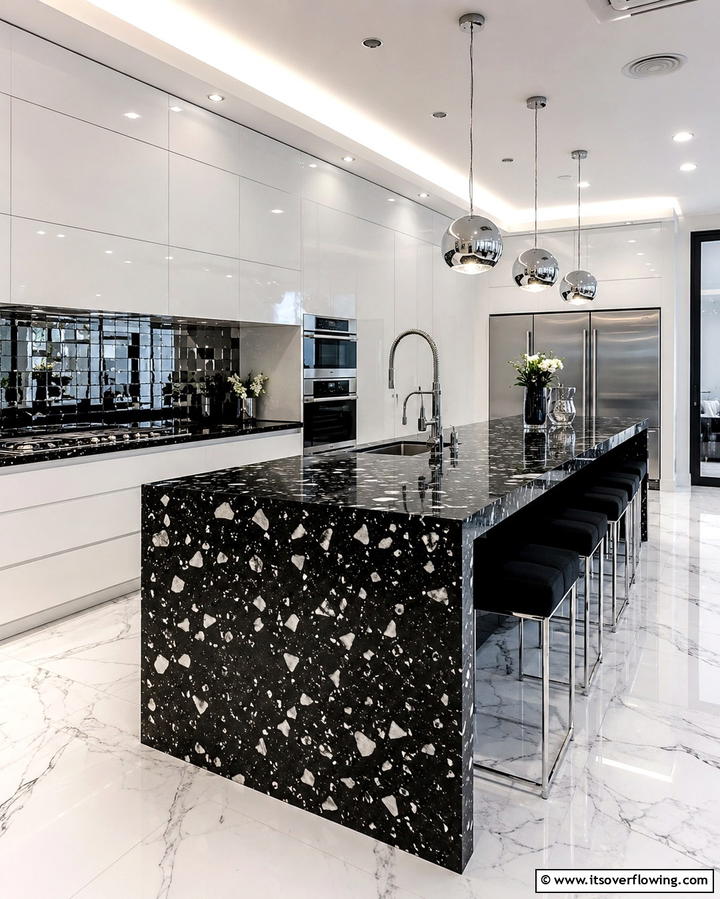 Black Terrazzo Countertops for Bold Statements - 20 Terrazzo Kitchen Countertops for a Unique Look