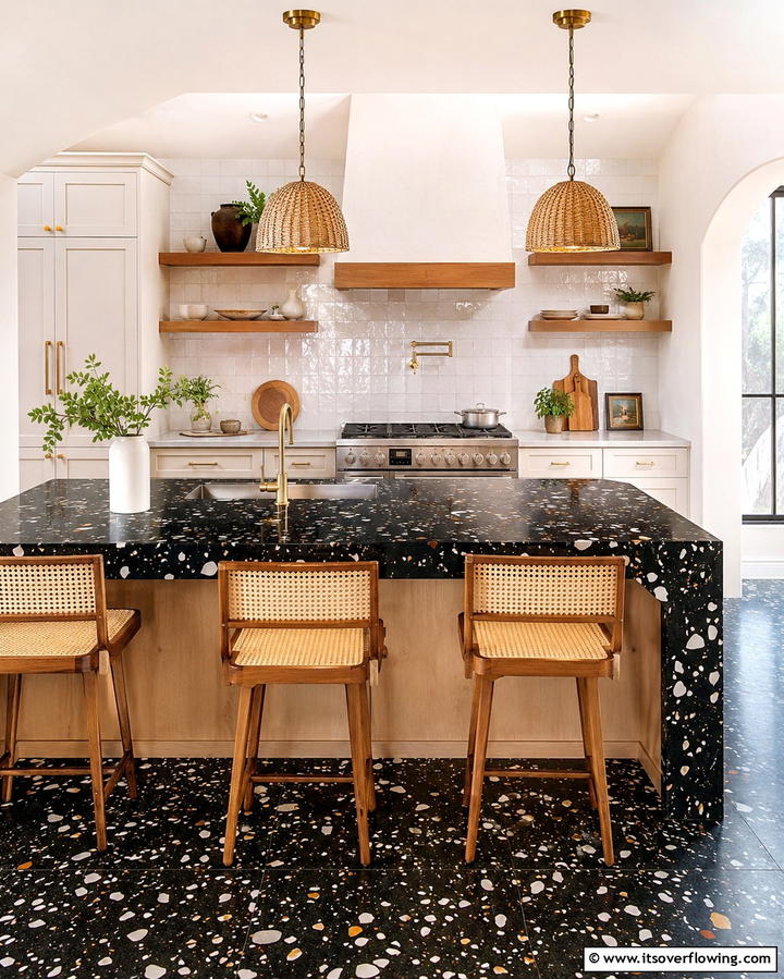 Black Terrazzo Countertops - 25 Black Kitchen Countertops for a Bold Statement