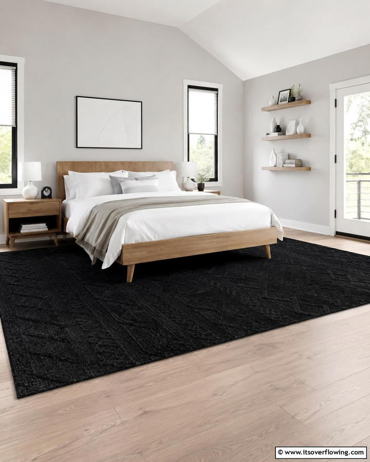 Black Textured Bedding - 25 Matte Black Bedroom Ideas for a Sleek and Modern Look