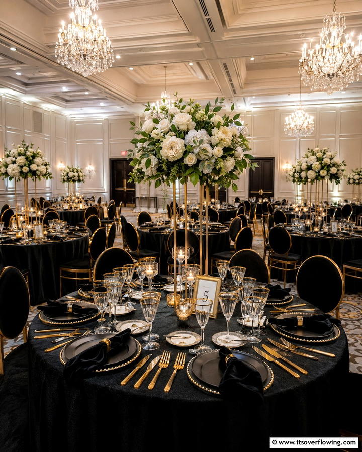 Black Themed Table Settings - 30 Black-Themed Wedding Decor Ideas for Bold Celebrations