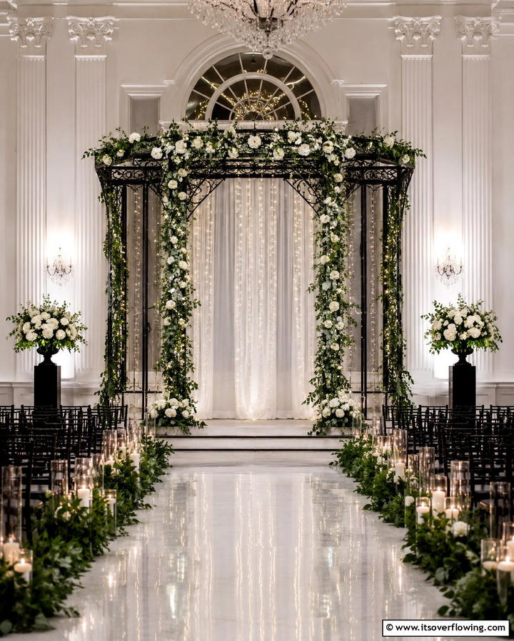 Black Themed Wedding Arch - 30 Black-Themed Wedding Decor Ideas for Bold Celebrations
