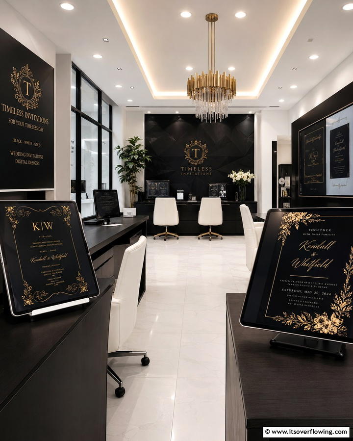Black Themed Wedding Invitations for Digital Use - 30 Black-Themed Wedding Decor Ideas for Bold Celebrations