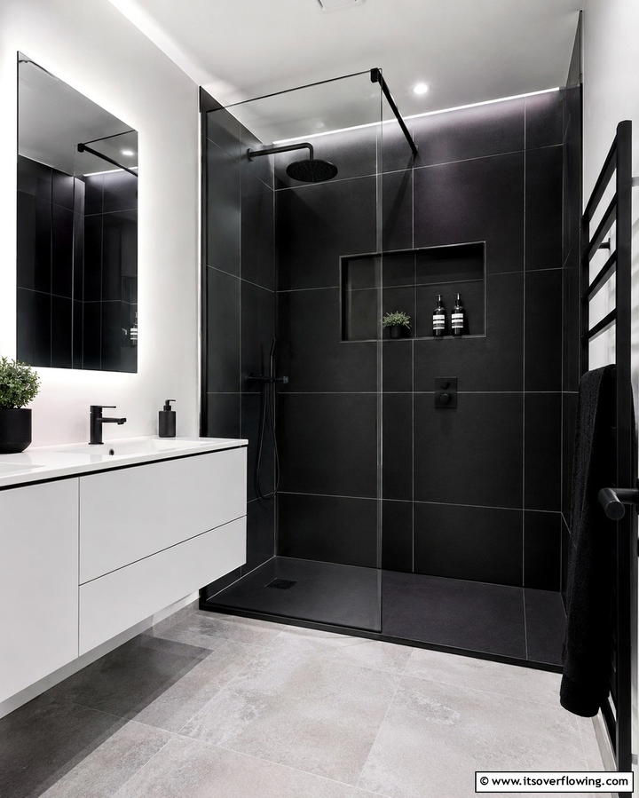 Black Tile Shower - 25 Black Bathroom Ideas to Elevate Your Space