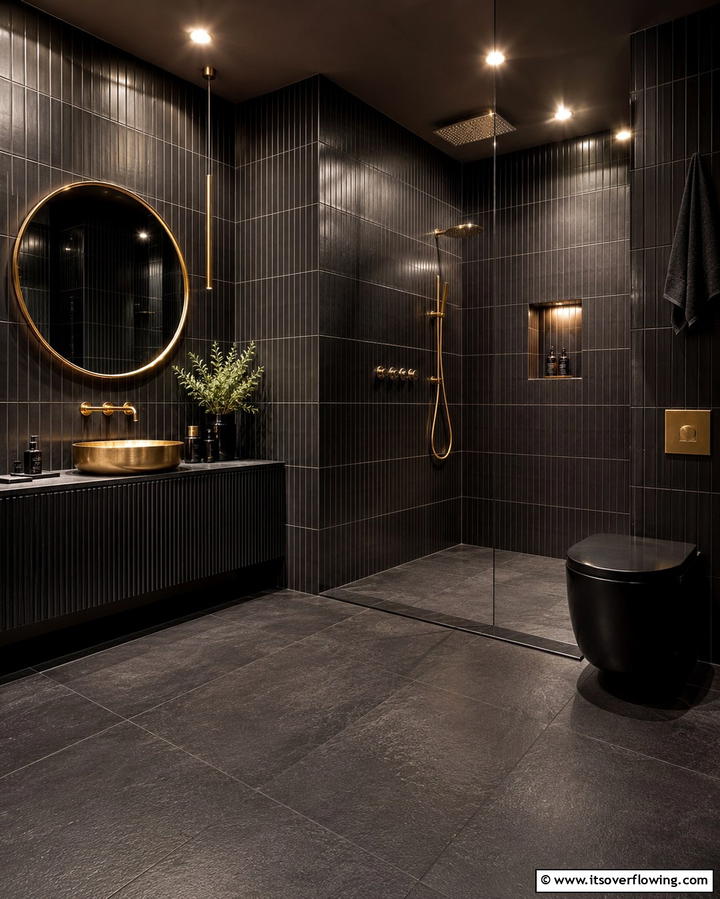 Black Tiles for a Bold Statement - 25 Walk-in Shower Tile Ideas for a Luxurious Bathroom