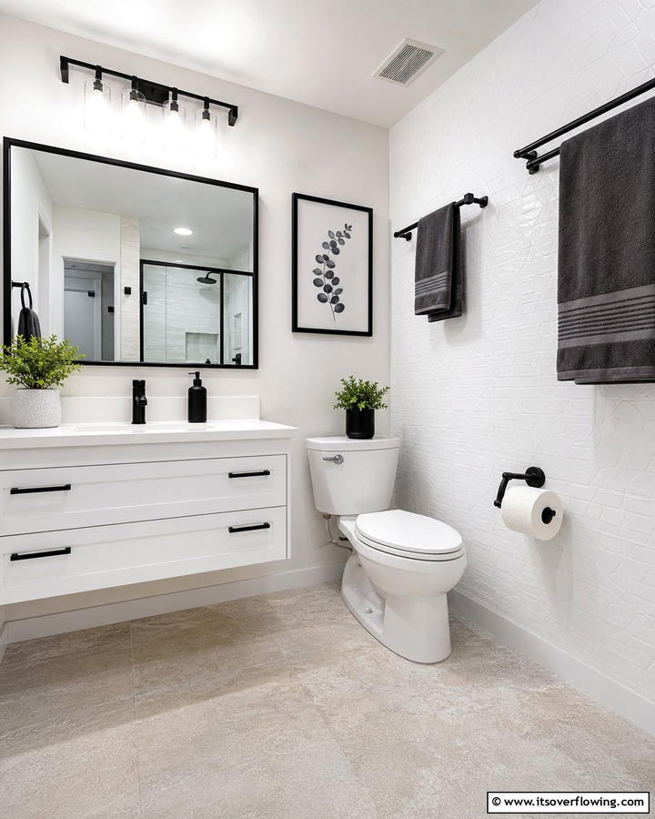 Black Toilet Paper Holders for Functional Elegance - 20 Bathroom With Black Fixtures Design Ideas