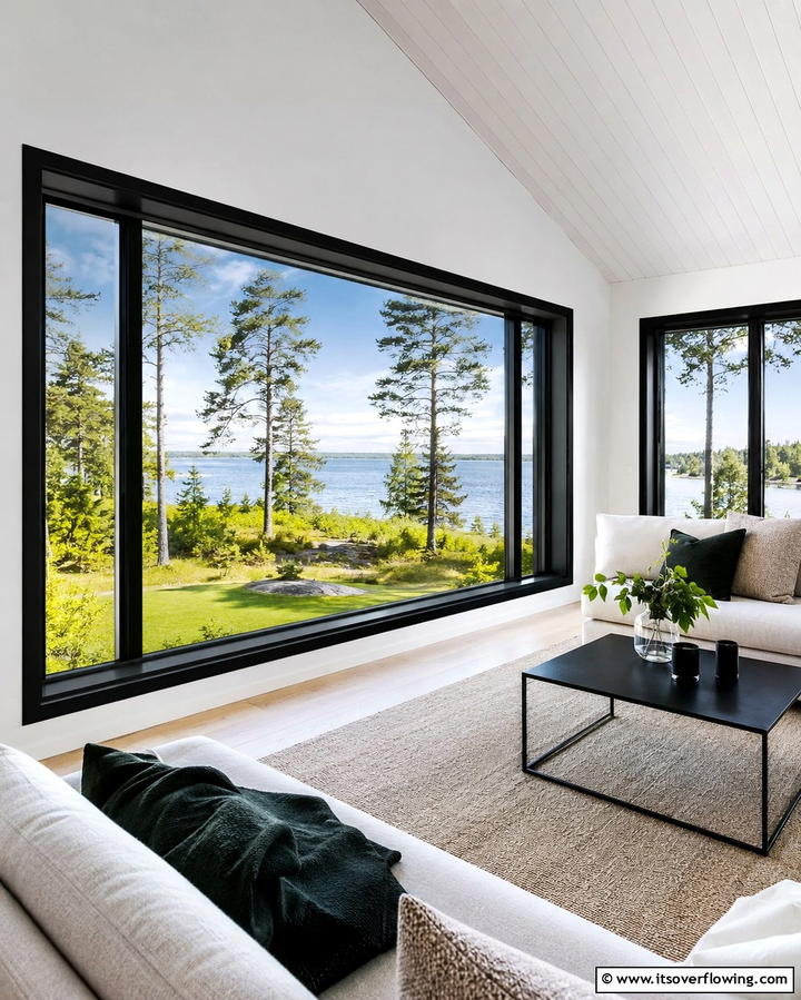 Black Trim Accentuating Modern Windows - 30 Single-Story White House Black Trim Exterior Inspirations