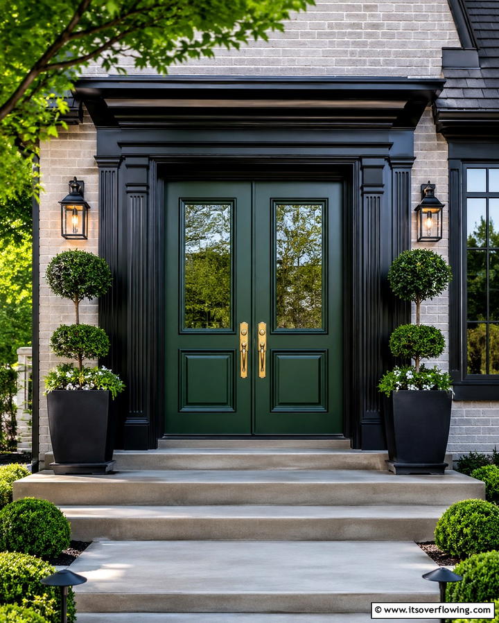 Black Trim Around Forest Green Doors - 25 Forest Green House With Black Trim Ideas- Bold & Modern