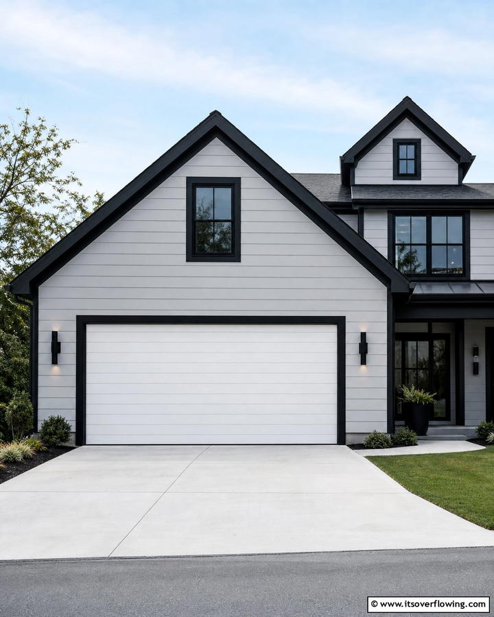 Black Trim for a Dramatic Effect - 20 Exterior Garage Door Trim Ideas to Boost Curb Appeal