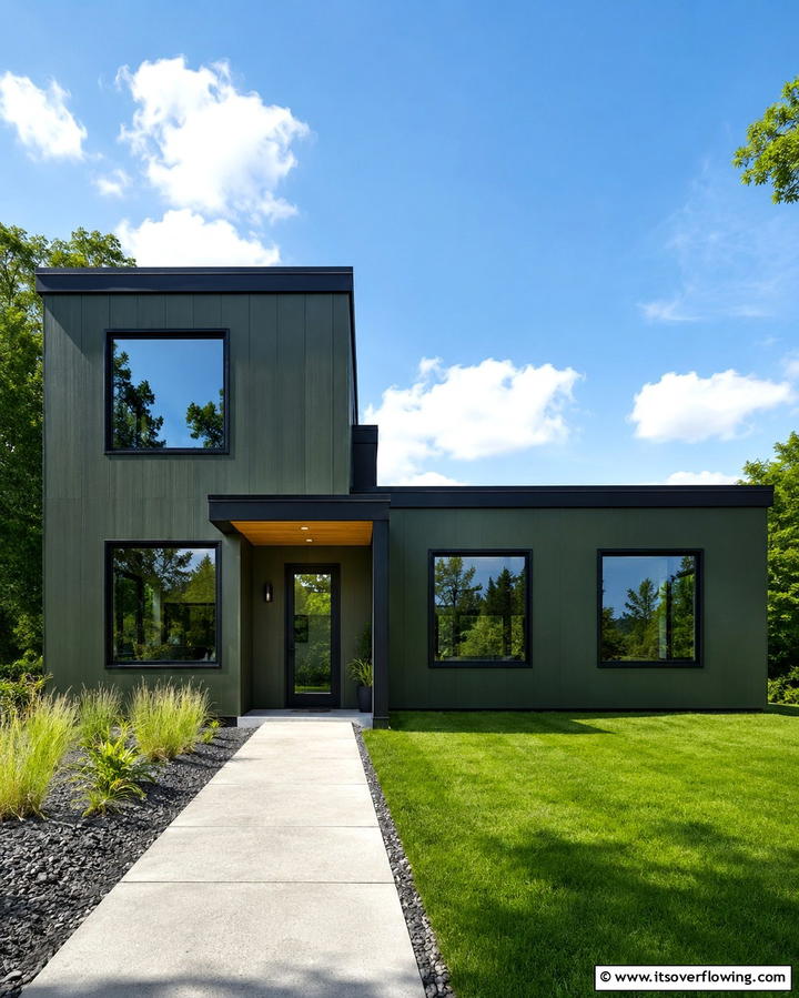Black Trim for a Sleek and Modern Finish - 25 Forest Green House With Black Trim Ideas- Bold & Modern