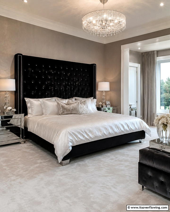 Black Upholstered Headboard - 25 Matte Black Bedroom Ideas for a Sleek and Modern Look